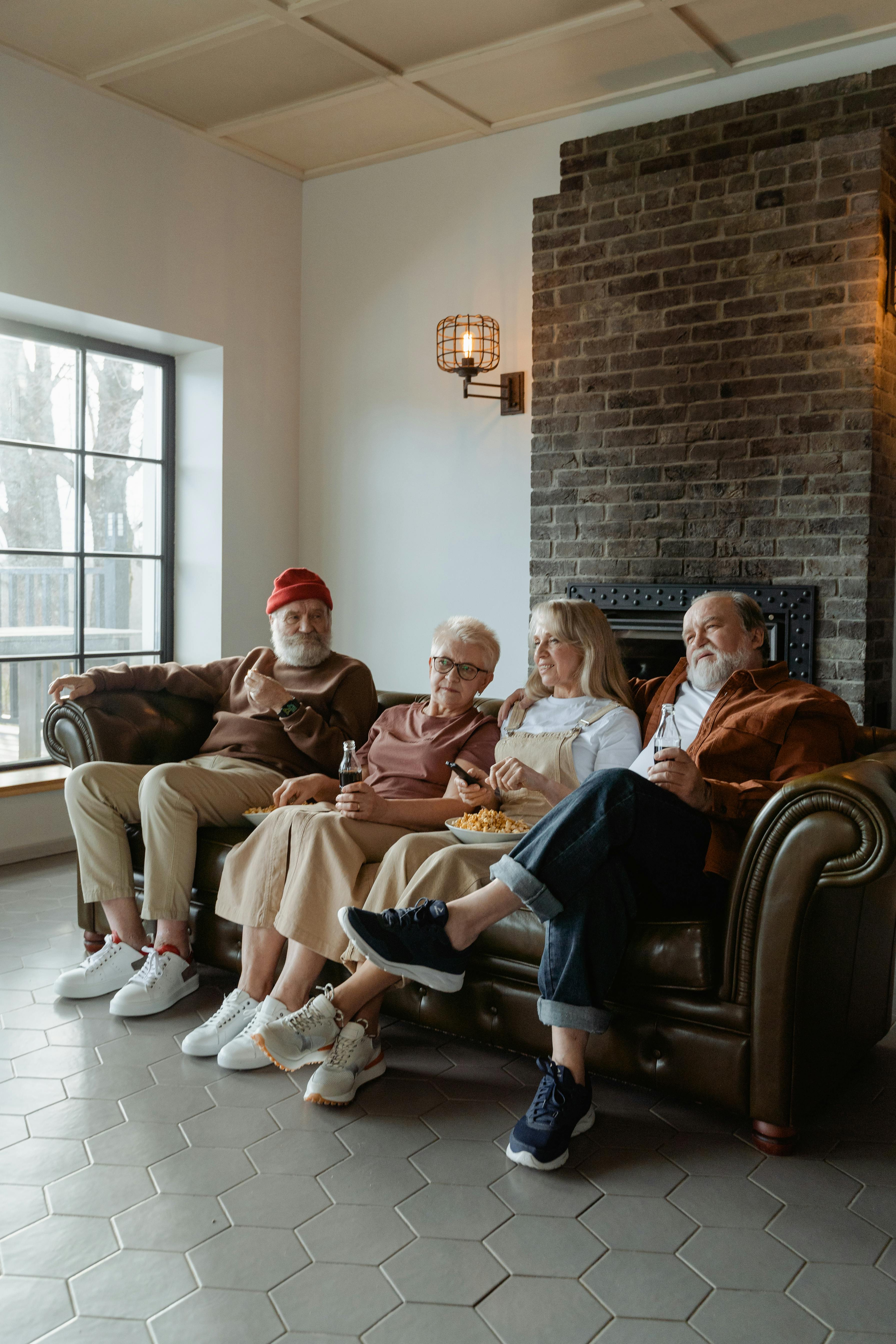Group of older friends relaxing together